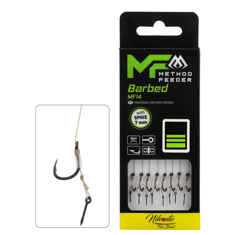 Mikado Haczyk MF14 Do Metody Z Igłą Z Zadziorem nr 4 plecionka 0.18mm/10cm 8pcs|Mikado|5900637121114|Ehooks.pl sklep wędkarski